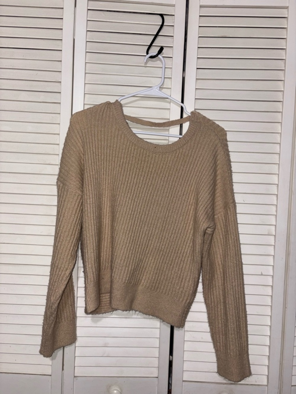 No Boundaries Ribbed Knit Sweater in Light Beige